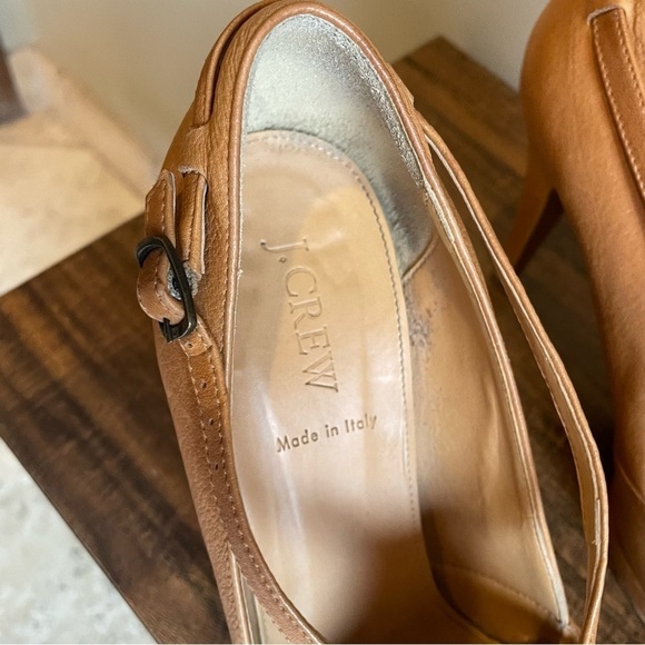 J. Crew GREER Tan Leather Platform Pumps Buckle - Picture 5 of 10